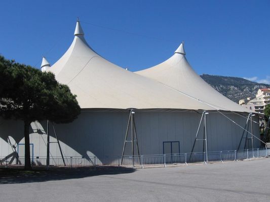 Wholesale Hotel Tent Tarpaulin Architectural Tensile Membrane Structure Workshop Aisle PVC Coated Fabric