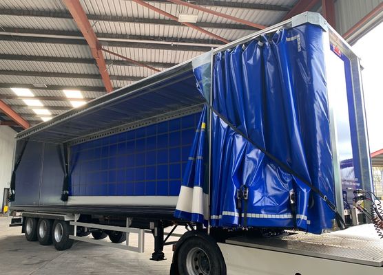 Waterproof  Blue PVC Custom Canvas Covers for Container Truck Tarpaulin PVC  Coated Fabric Truck Side Curtain