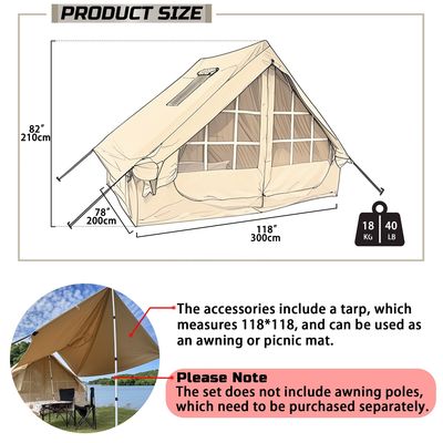 Litong Durable 600D Oxford Fabric Canvas Tent Inflatable Cabin Tent for Camping